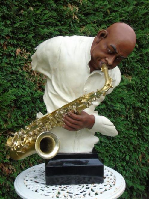 Oud beeld, zwarte muzikant, jazz, saxofoon., Antiek en Kunst, Curiosa en Brocante, Ophalen