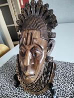 Masque africain bois massif Yoruba/Reine Iyoba Idia/du Bénin, Antiquités & Art, Enlèvement ou Envoi