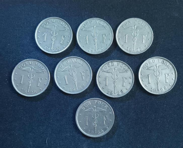 Lot: 1 frank Bonnetain FR & VL 1922-'34 - Albert I, Postzegels en Munten, Munten | België, Setje, Verzenden
