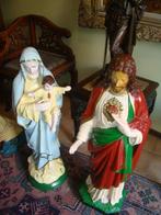 2 Heiligenbeelden: Maria en Heilig Hart van Jezus., Antiek en Kunst, Antiek | Religieuze voorwerpen, Ophalen