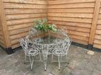 Metalen 1960s tuinset ( tafel + 4 stoelen) uit Portugal, Ophalen, Gebruikt, Rond, Metaal