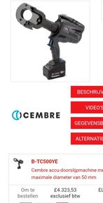 Cembre hydraulische kabelschaar  18 v 4 ah, Ophalen, Zo goed als nieuw, 600 watt of meer, Boormachine