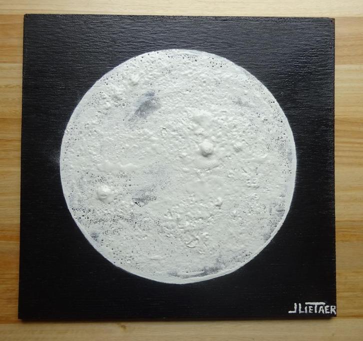 Jan Lietaer,  paneel, Ode aan Paul Van Hoeydonck,   45 x 45, Antiek en Kunst, Kunst | Schilderijen | Abstract, Ophalen of Verzenden
