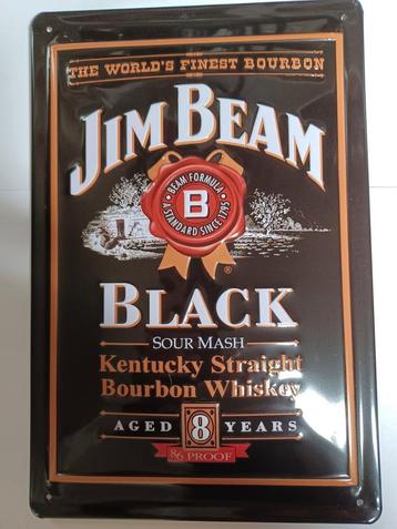 Reclamebord van Jim Beam Whiskey in Reliëf- (20x30cm) beschikbaar voor biedingen