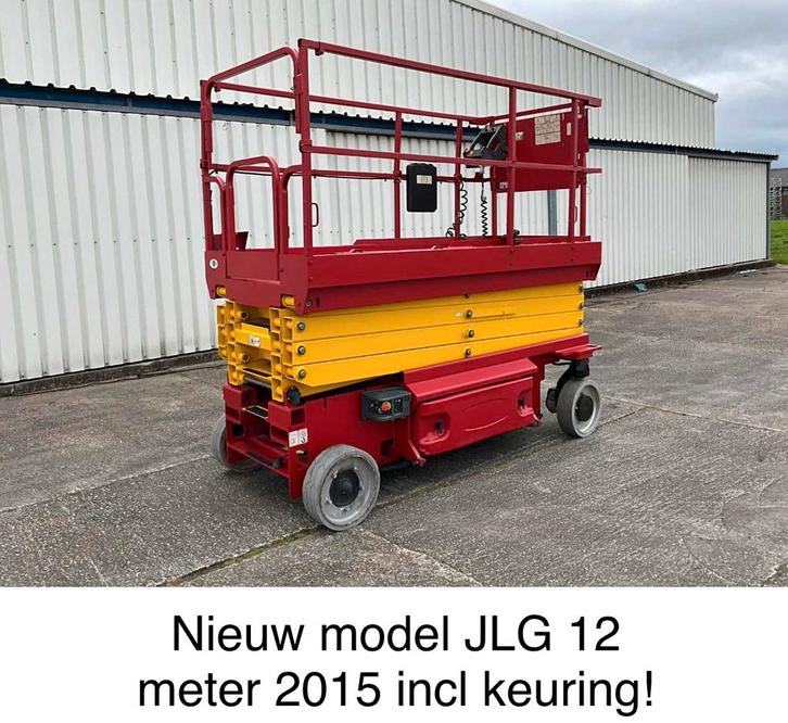 Schaarhoogwerker JLG 12 meter 2014 nieuw model & keuring, Doe-het-zelf en Bouw, Steigers, Zo goed als nieuw, Overige typen, 5 meter of hoger