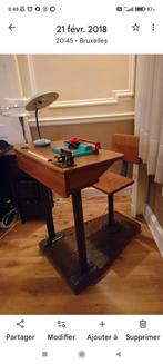 Bureau adulte vintage chêne et fonte, Ophalen, Gebruikt, Bureau