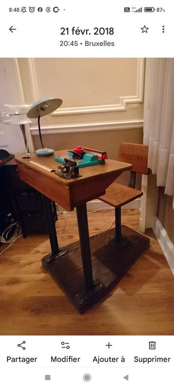 Bureau adulte vintage chêne et fonte  beschikbaar voor biedingen