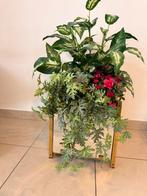 Vintage gouden planten/bloembak met spiegel en kunstplanten, Ophalen, Zo goed als nieuw