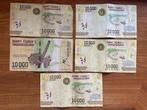 Madagascar - 5x 10.000 Ariary biljetten, Ophalen of Verzenden, Overige landen, Setje