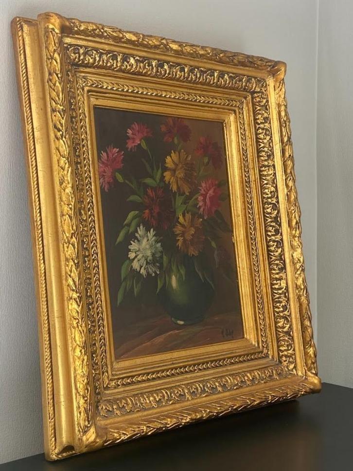 19e eeuws antiek olieverf schilderij in groots barok kader, Verzamelen, Retro, Huis en Inrichting, Ophalen
