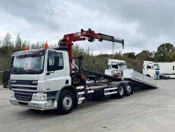 DAF CF 75.310 SCHUIFPLATEAU+LAADKRAAN TOPSTAAT (bj 2003) beschikbaar voor biedingen