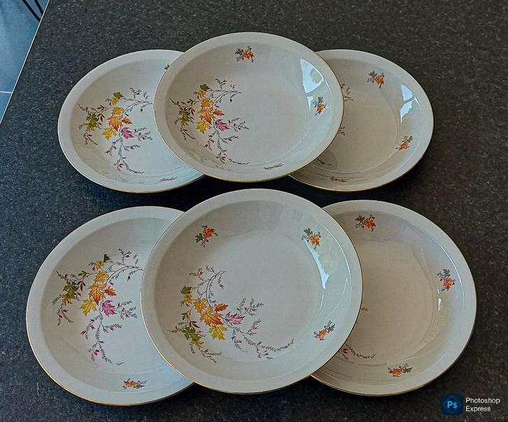 6 diepe borden Colditz Porzellan, Antiek en Kunst, Antiek | Servies los, Ophalen of Verzenden