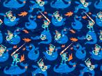 Tricot Lillestof ridders en draken, Blauw, Ophalen of Verzenden, Zo goed als nieuw, 30 tot 120 cm