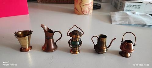 5 mini koperen potjes, Antiek en Kunst, Antiek | Brons en Koper, Koper, Ophalen of Verzenden