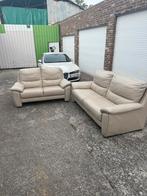 Woonkamer van echt leer, Huis en Inrichting, Fauteuils, Ophalen, 125 tot 150 cm, Zo goed als nieuw, Leer