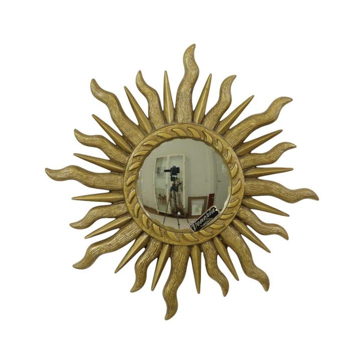 Italiaanse Sunburst Spiegel Venezia Zonnespiegel Goud 42cm, Antiek en Kunst, Antiek | Spiegels, Minder dan 50 cm, Minder dan 100 cm