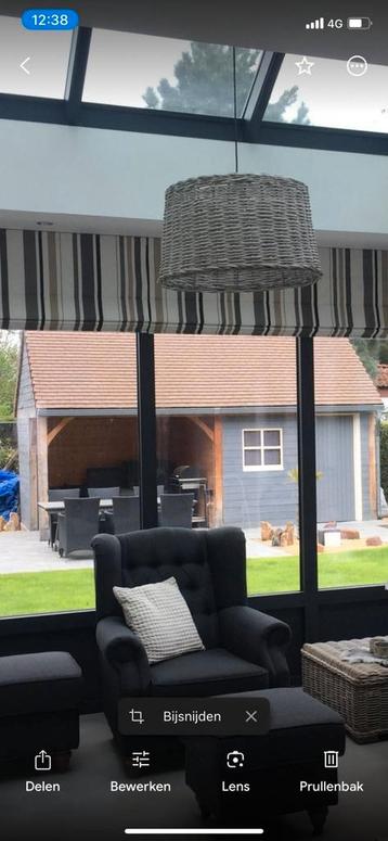 Grote rieten hanglamp, Huis en Inrichting, Lampen | Hanglampen, Ophalen, Zo goed als nieuw