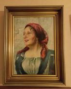 Peinture portrait Gitane sicilienne huile sur panneau, Enlèvement