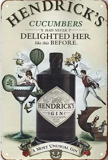 Reclamebord vintage Hendrick’s gin - mancave poolhouse nieuw beschikbaar voor biedingen