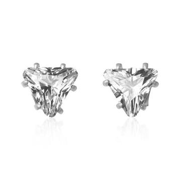 Triangle oorbellen in sterling zilver met zirkonia - 7mm beschikbaar voor biedingen