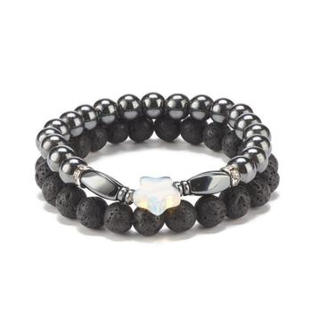SALE: Set armbanden van lava en hematiet - maat naar wens beschikbaar voor biedingen