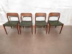 Deense design stoelen, N. Moller, mid century, teak, Huis en Inrichting, Stoelen, Ophalen, Leer