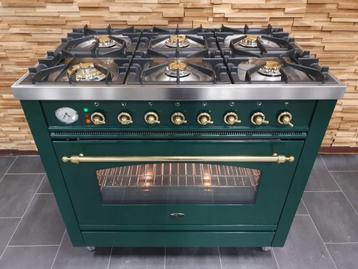 🔥Luxe Boretti Fornuis 90cm GROEN + messing 6 pits 1 oven beschikbaar voor biedingen