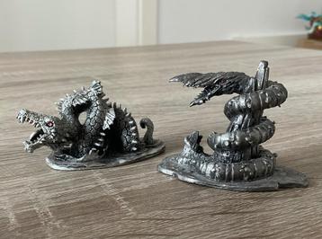 Figurines dragons / serpents de mer en métal beschikbaar voor biedingen