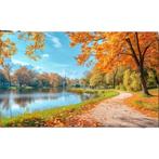 Peinture au diamant, forêt, lac, automne, 30x20cm (rond), Envoi, Neuf, Bricolage