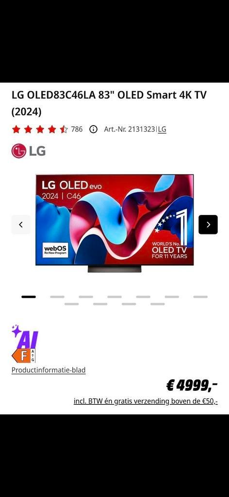 LG OLED C4 83" MET FACTUUR, Audio, Tv en Foto, Televisies, OLED, LG, Ophalen of Verzenden