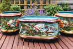 ART NOUVEAU BLOEMPOTTEN 19 E MAJOLICA CACHE POT BARBOTINE, Antiek en Kunst, Antiek | Keramiek en Aardewerk, Ophalen of Verzenden