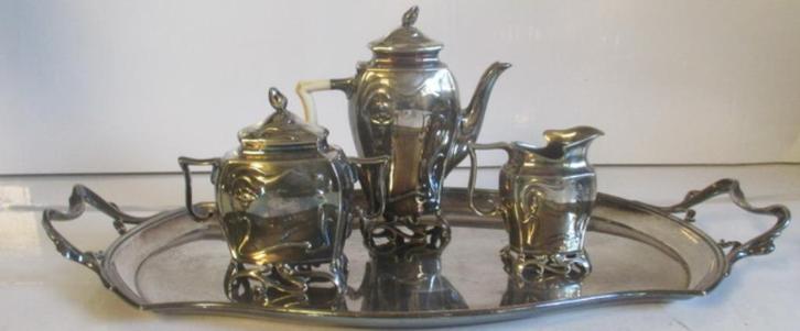 art nouveau verzilverd Vienna koffie set BMF, Antiek en Kunst, Antiek | Servies compleet, Verzenden