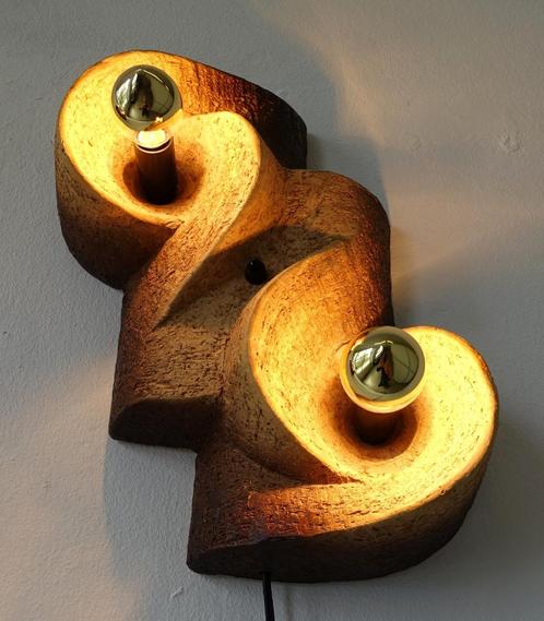 Vintage wandlamp brutalist lamp 70’s keramiek chamotte, Huis en Inrichting, Lampen | Wandlampen, Gebruikt, Ophalen of Verzenden