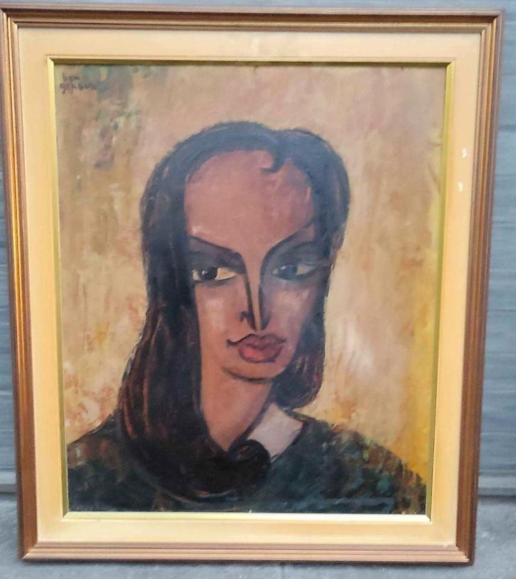 Huile sur panneau femme signe ben genaux, Antiek en Kunst, Kunst | Schilderijen | Klassiek, Ophalen of Verzenden