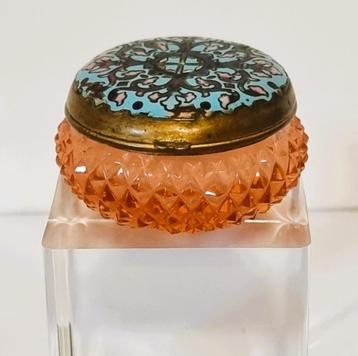 Glas potje met emaille deksel, Napoleon III stijl. beschikbaar voor biedingen