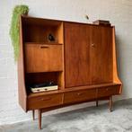 Retro vintage mid-century dressoir,high-board, Huis en Inrichting, Kasten | Dressoirs, Gebruikt, Met deur(en), Retro vintage mid-century