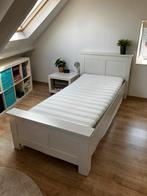 Modern wit eenpersoonsbed met matras en lattenbodem, Ophalen, Eenpersoons, Wit, Zo goed als nieuw