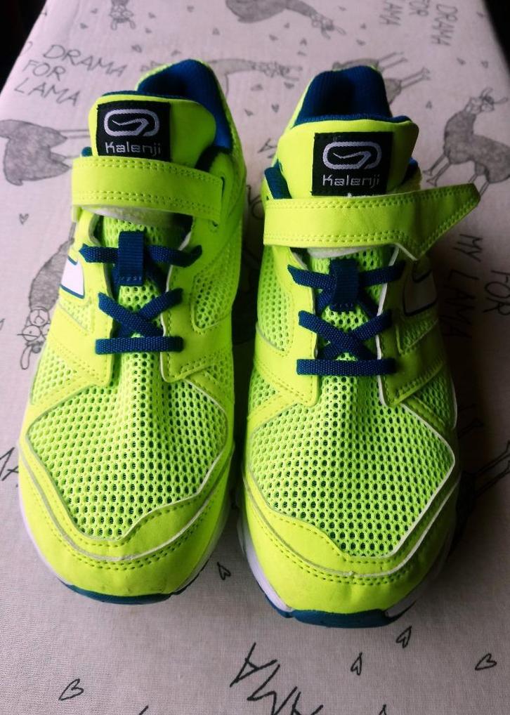 Paar Kalenji Run Breath Kid lime joggings fluo geel, Sport en Fitness, Loopsport en Atletiek, Zo goed als nieuw, Hardloopschoenen