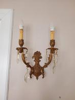 Antieke koperen wandlamp, Ophalen, Zo goed als nieuw, Glas