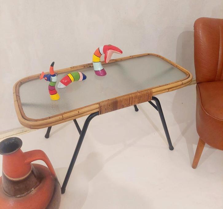 Vintage! Table "Dirk van Sliedregt" Rohé Noordwolde, Huis en Inrichting, Tafels | Bijzettafels, Gebruikt, Glas, Ophalen