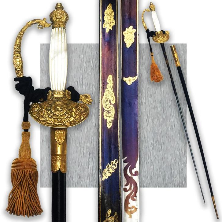 🚨 ABL ZELDZAAM BLAUW EN GOUD Belgisch zwaard rue de la loi, Verzamelen, Militaria | Algemeen, Landmacht, Zwaard of Sabel, Verzenden