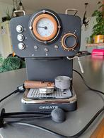 CREATE Retro mat zwarte koffiemachine met melkstomer, Elektronische apparatuur, Koffiezetapparaten, Ophalen, Koffiemachine, Gemalen koffie