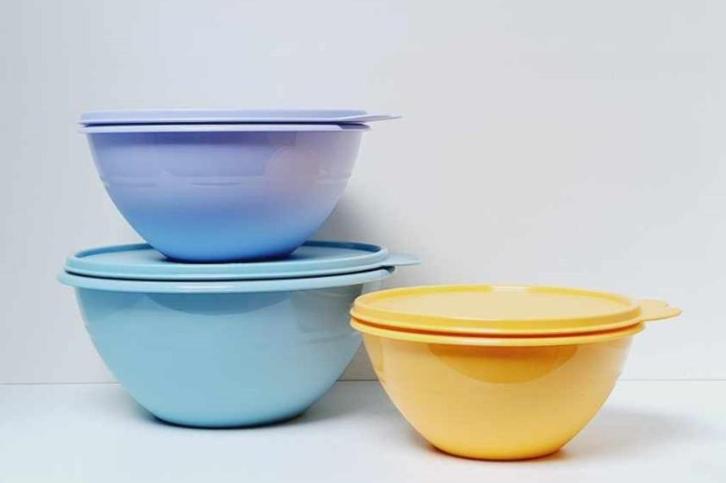 Tupperware™ « Wonderkommen » 775 ml + 1 en 1,75 liter, Huis en Inrichting, Keuken | Tupperware, Nieuw, Bak of Kom, Blauw, Geel