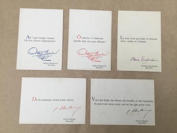 Vijf postkaarten quotes bekende Franse dichters beschikbaar voor biedingen
