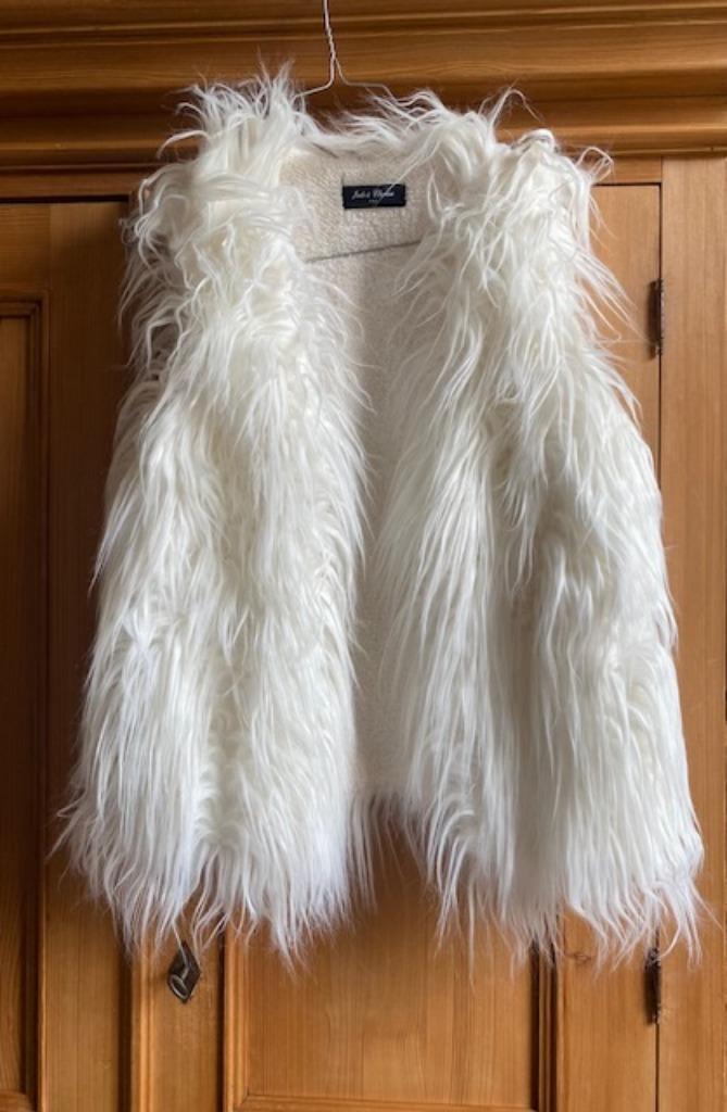 Veste courte blanche sans manche à longs poils T38, Kleding | Dames, Jassen | Winter, Nieuw, Maat 38/40 (M), Wit, Ophalen of Verzenden