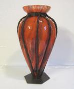 Vase art déco ancien Lorrain/Daum base en fer forgé ca1930, Envoi