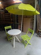 Tuintafel met 2 stoelen + gratis parasol, Tuin en Terras, Tuinsets en Loungesets, Ophalen, Zo goed als nieuw