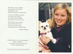 Tinne Van Hoof met hond 1987-2013, Collections, Images pieuses & Faire-part, Enlèvement ou Envoi