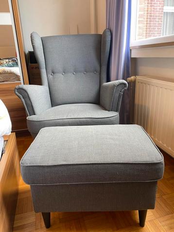 IKEA STRANDMON Fauteuil avec repose-pieds (gris foncé) beschikbaar voor biedingen