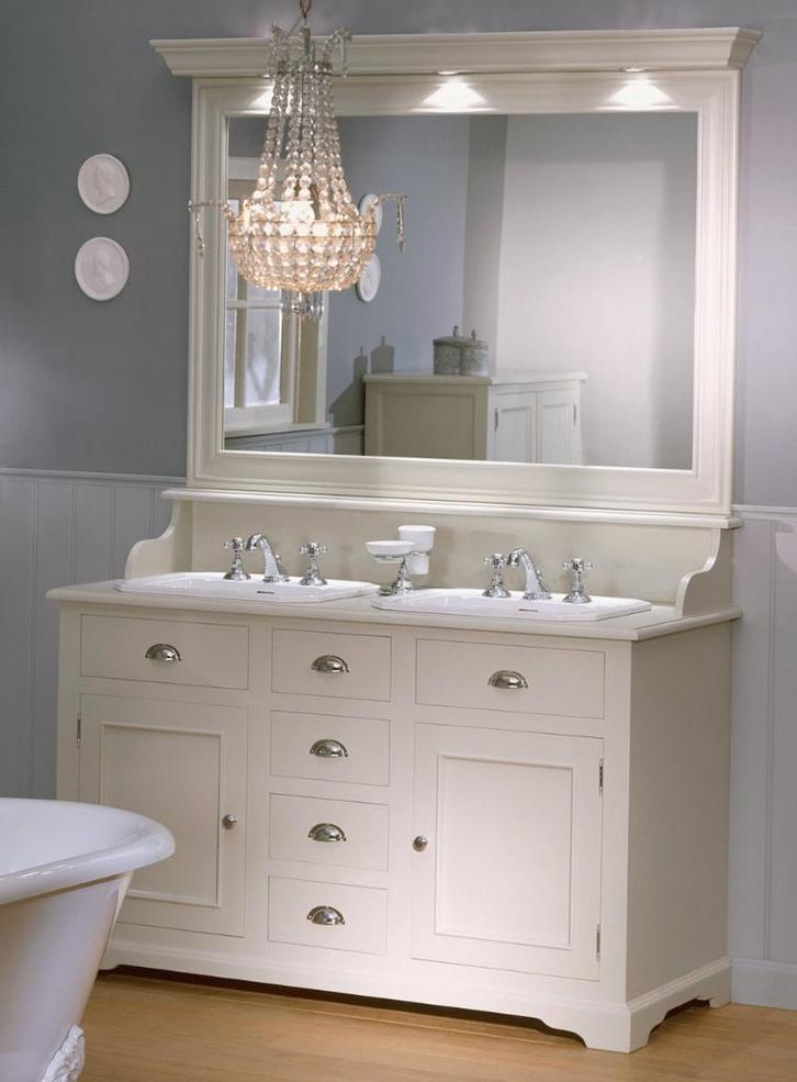 AquaPrestige badkamermeubel (2 waskommen) Wastafel Creme, Huis en Inrichting, Badkamer | Badkamermeubels, Zo goed als nieuw, Wastafelkast